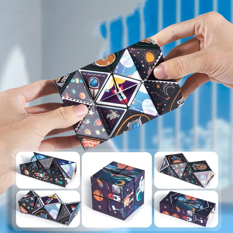 Cube Magique Géométrique 3D de Variété Tridimensionnelle, Jouets Anti-souligné, Puzzle à Rabat à la Main, pour Enfant