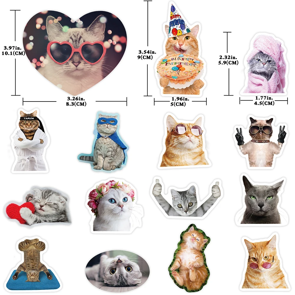 10/30/65pcs Funny Cute Cat Meme Stickers Kid Toy Scrapbook Notebook Motorcycle Laptop Car Phone Guitar Waterproof Sticker Decals