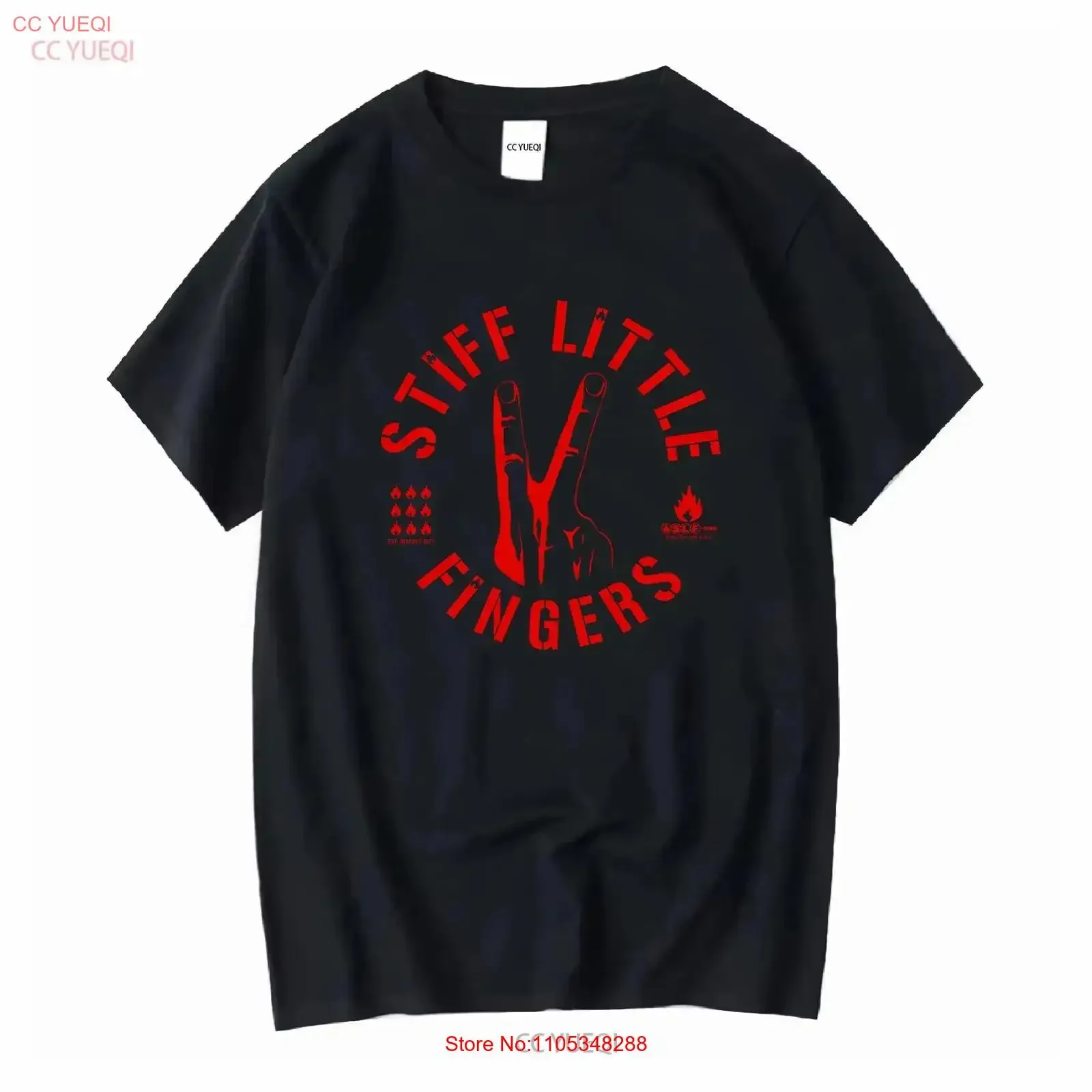 Stiff Little Fingers SLF DIGITS T-Shirt, offizielles Merch-Punk-T-Shirt von Jake Burns, lange Ärmel, Vintage-Stil, gewaschen, stilvoll, modisch, für Herren