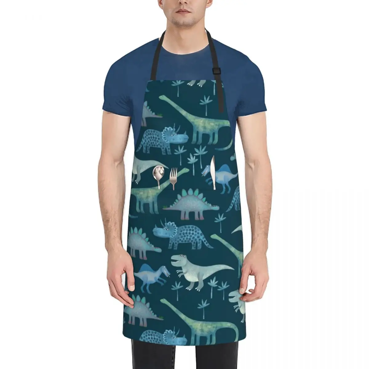 

Dinosaurs Dark Apron Chef Uniform For Men Cooking Home Supplies Apron