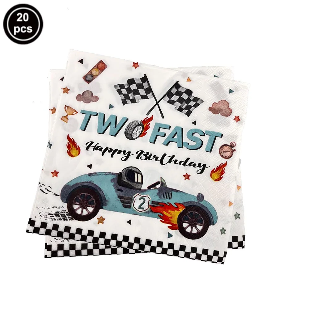 Racing Car Theme Disposable Tableware Two Fast Plates Cups Napkins Tablecloth Boys Race Track Two Fast Birthday Party Supplies