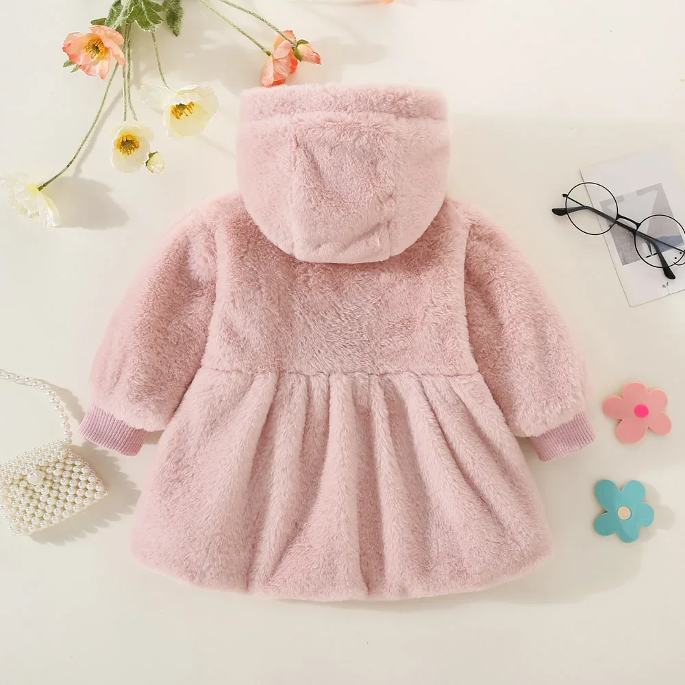 Winter Newborn Girls Long Sleeve Fur Cotton Coat Hooded Thickened Baby Coat Children\'s Fashion Baby Clothing Free Bag