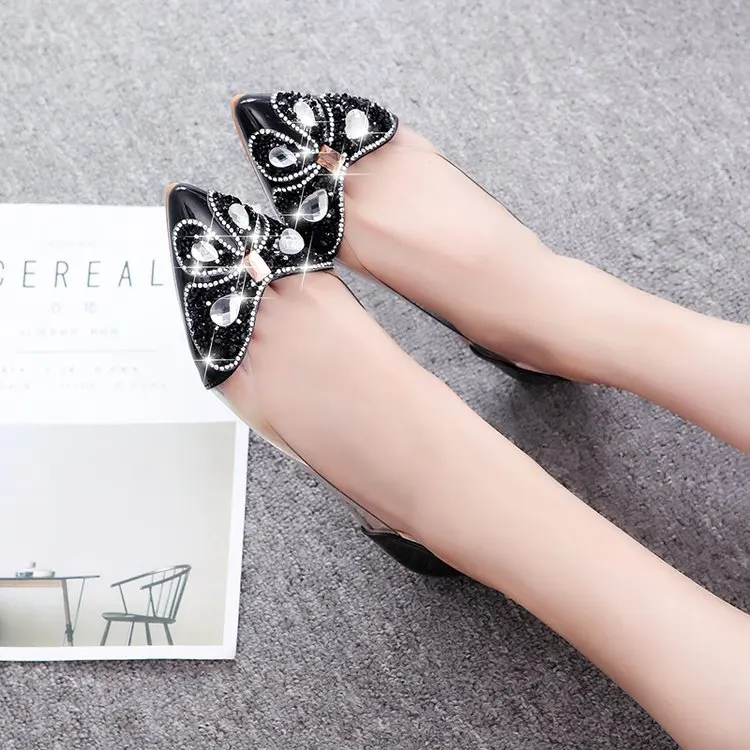 New Springs Women Flats 2022 New Spring Flat Shoes Pointed Soft Bottom Sexy Sandals Fashion Shoes Rhinestone Bows For Girls