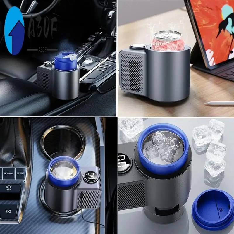 

A30F-2 In 1 Smart Cooling Cup Holder, Portable Car Cooling Cup Mug Glass Holder Practical Small Cooler Cools And Heats Drinks