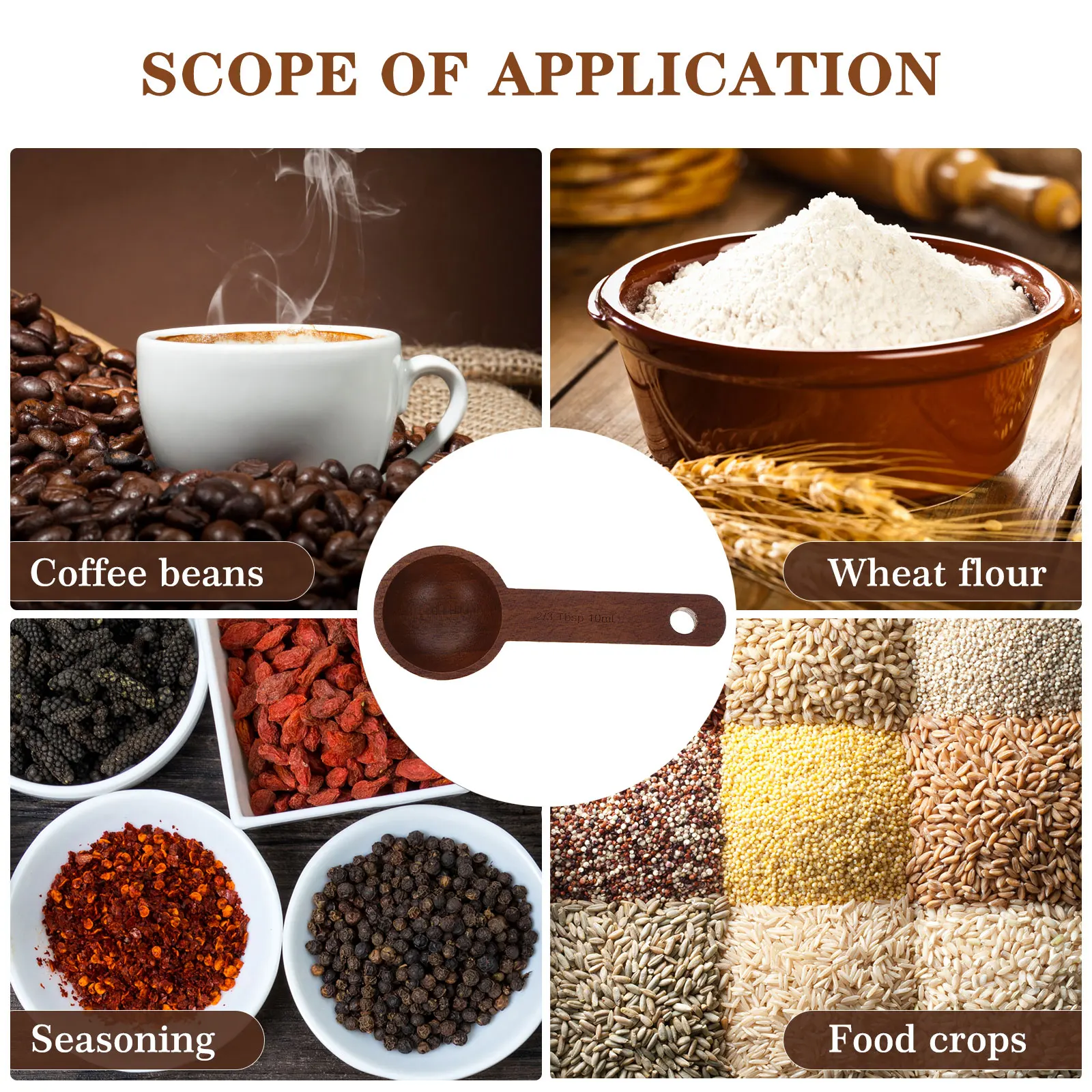 

1pc Black Walnut Wood Scoop Spoon For Kitchen Household Powder Sugar Salt Coffee Scooper Wooden Spoons Set Household