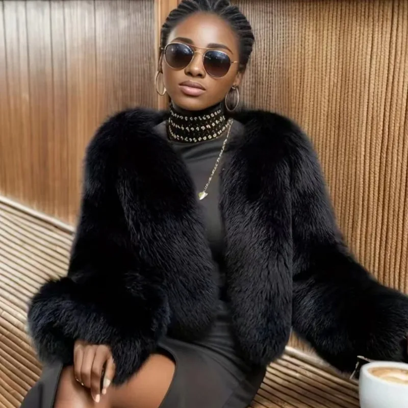 جديد الخريف والشتاء فو الفراء معطف سميك للنساء عبر الحدود النمط الأوروبي والأمريكي معطف أفخم الملابس النسائية #2