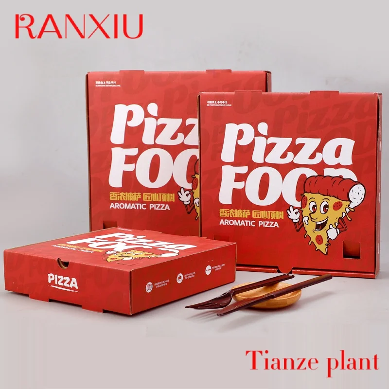 Custom Eco-friendly Custom Logo Takeaway Food Delivery Pizza Paper Boxes Corrugated Cardboard 12 inch Large Pizza Packaging Box