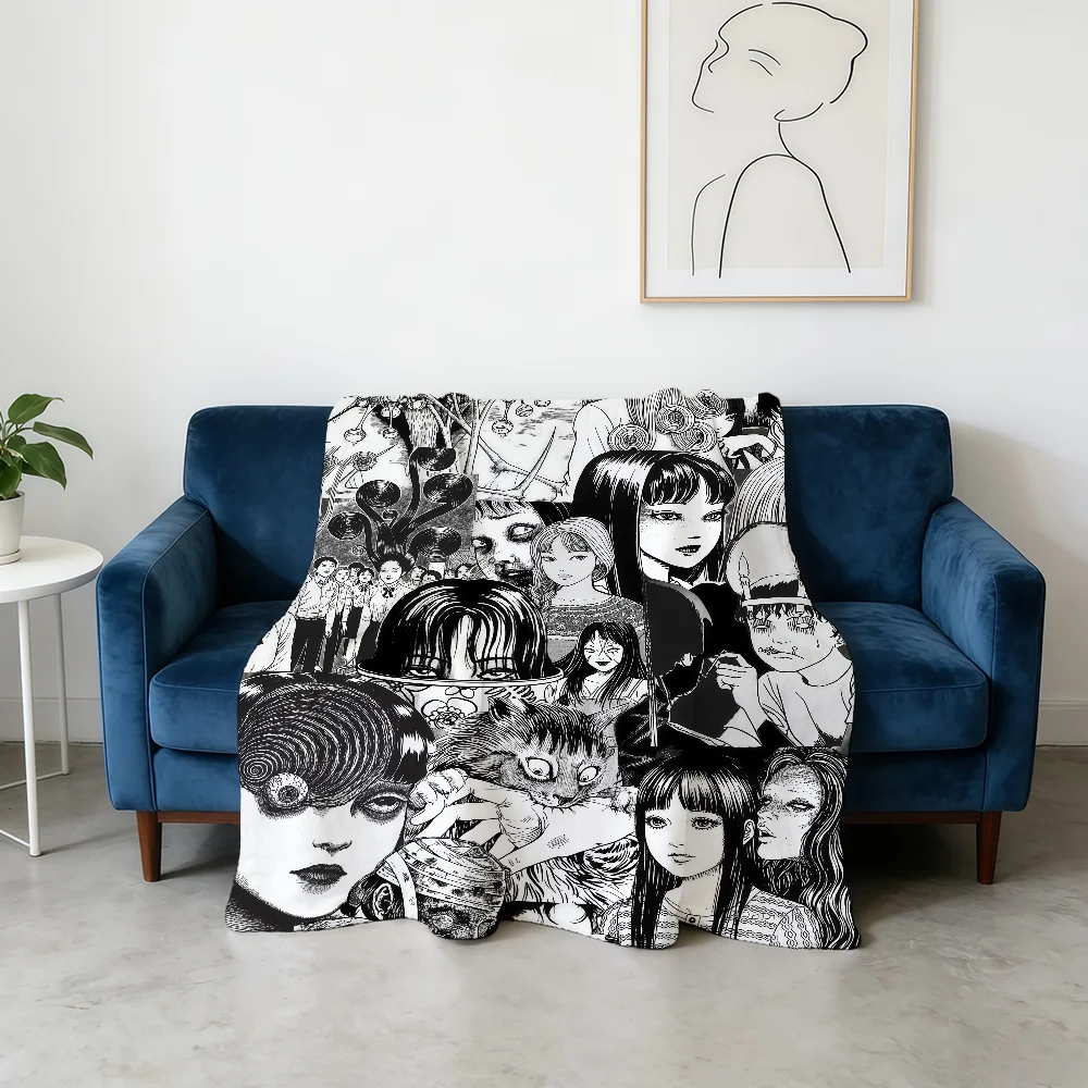 Junji Ito Cool Girl Horror Manga Blanket Flannel Warm Soft Throw Blanket For Room Sofa Childish Birthday Gifts
