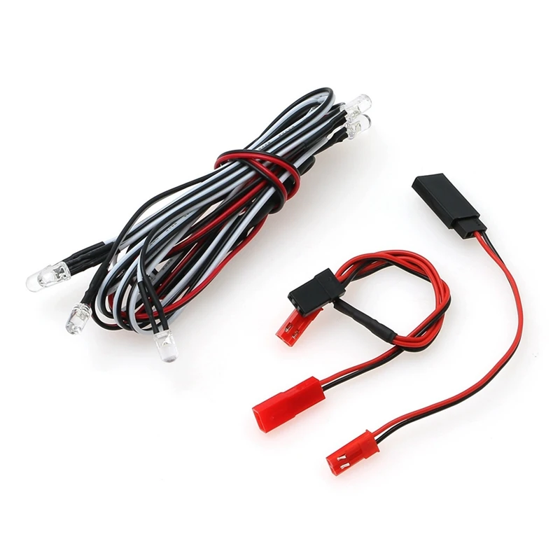 5Mm 6 LED Light Spare Parts Kit 4 White 2 Red 5Mm With Conversion Cable For 1/10 1/8 Axial SCX10 Traxxas TRX4 D90 HSP HPI RC Car