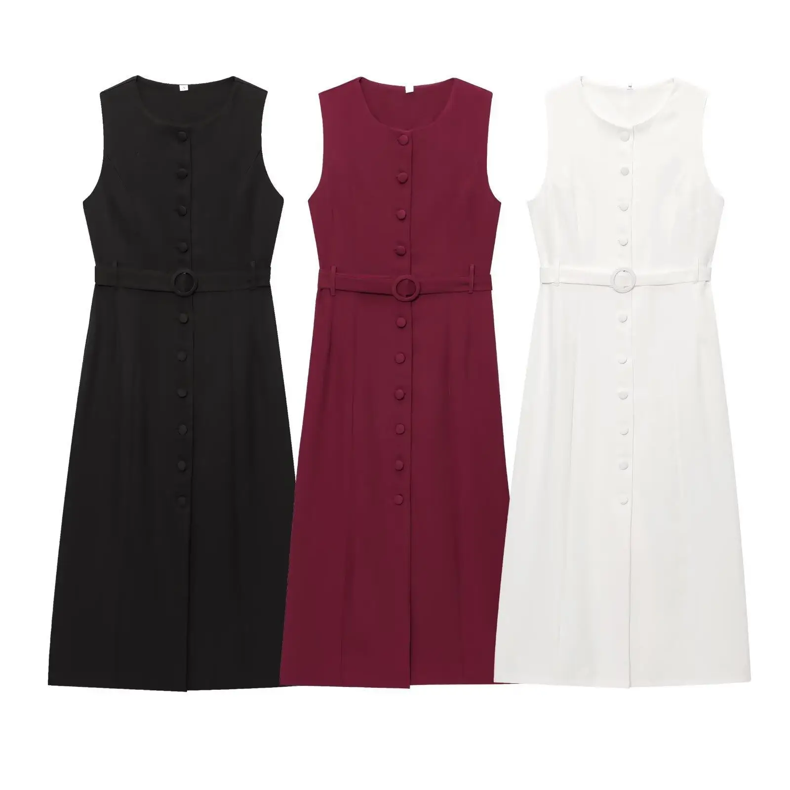 

Women's Mid-Length Waist-Cinched Vest Dr Faionable Busin Casual Basic Sle Polyester Material round Ne Svel