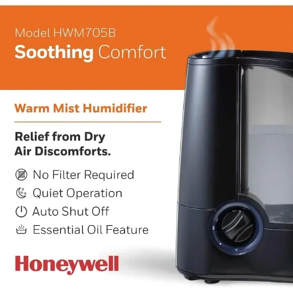 Honeywell HWM-705B HWM705B Filter Free Warm Moisture Humidifier, Black