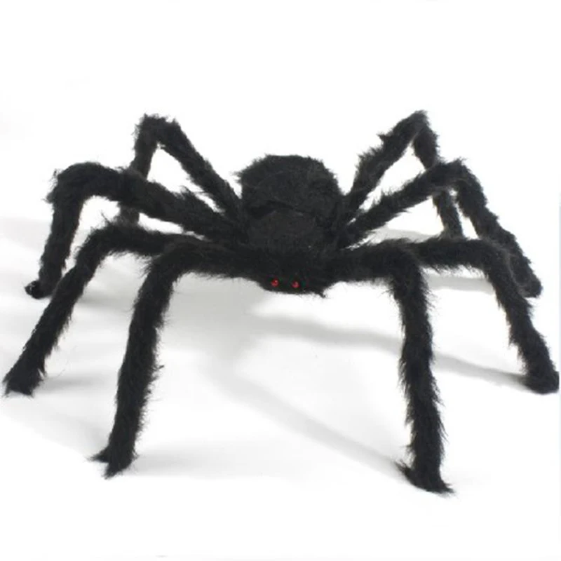 30/50/75cm Big Black Plush Spider Halloween Party Decoration Haunted  Home Bar Horror Props Spider Web Kids Toy