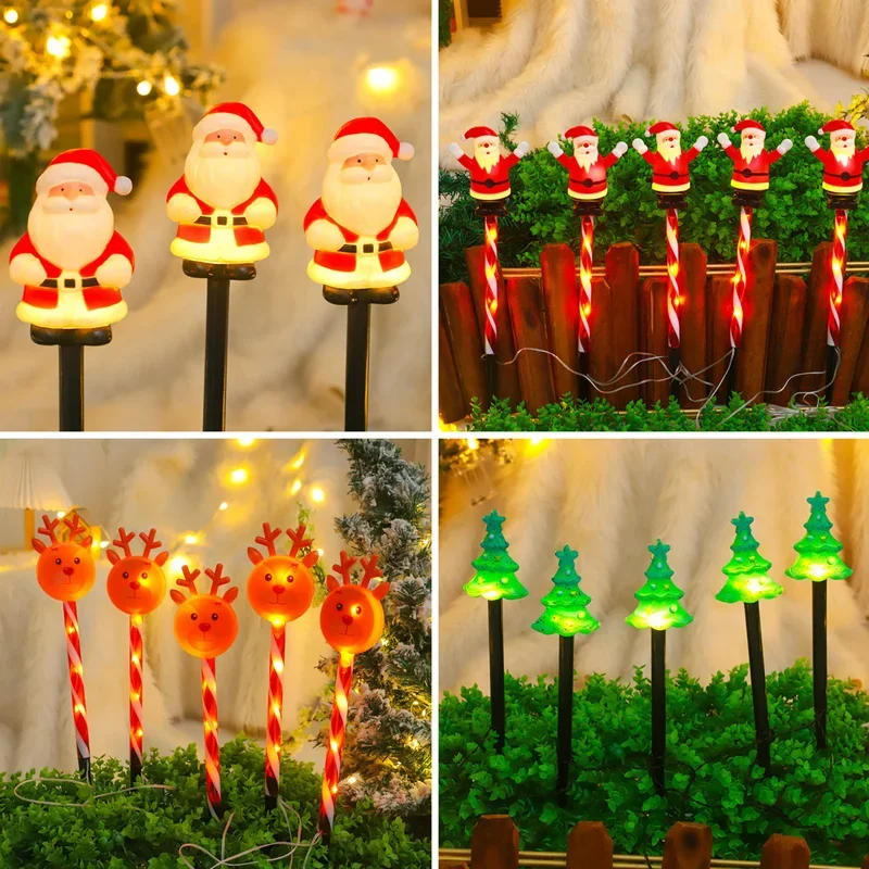 

Christmas Outdoor Decoration with Snowmen, Elderly People, Gingerbread, Candy, Colorful Lights, Courtyard Lawn Decoration Lights