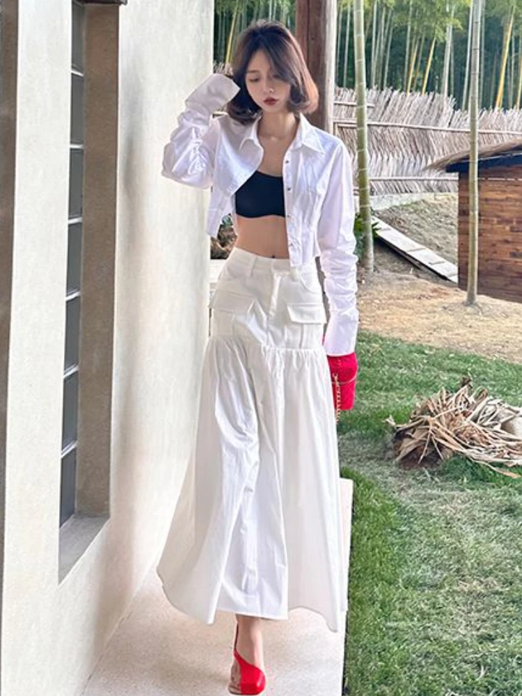 Faldas largas para mujer, diseño de retazos de mezclilla, corte en A, holgadas, informales, para uso diario, moda de verano, combina con todo, estilo coreano, Faldas Largas básicas