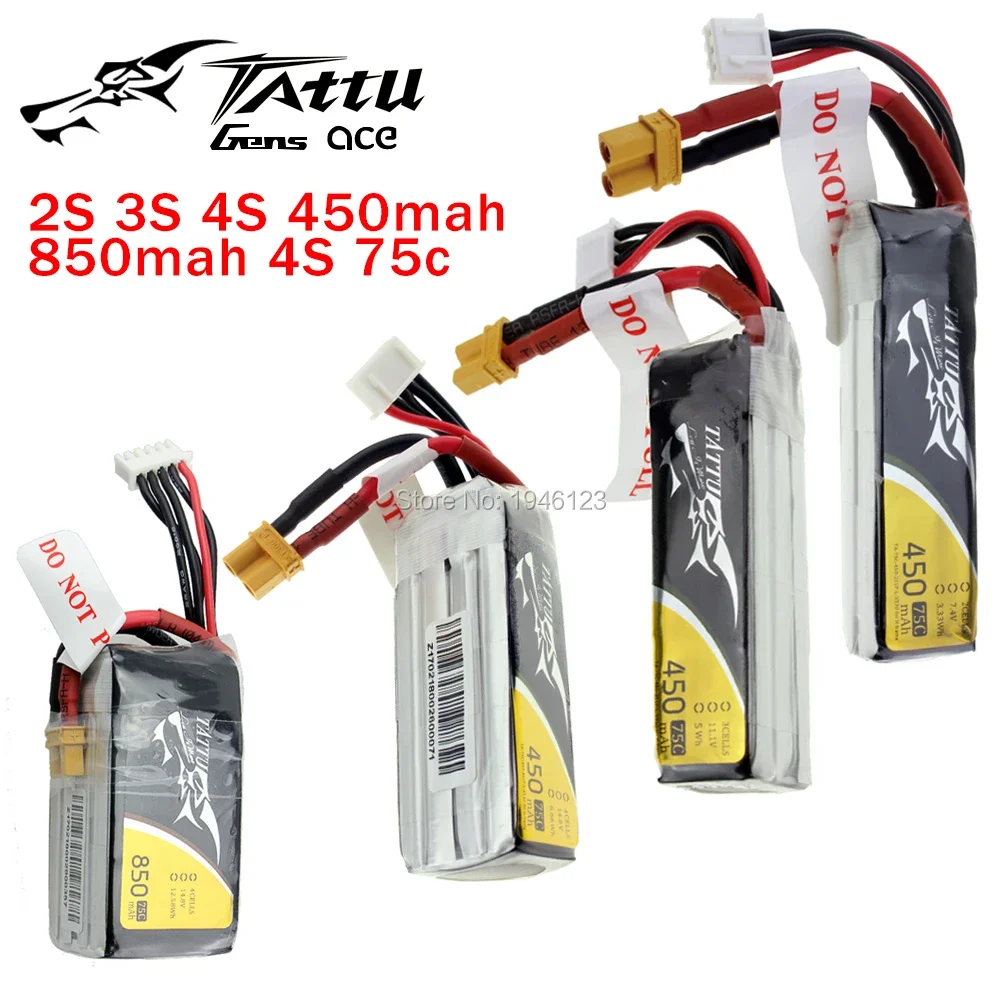 Tattuリポバッテリー2s 3s 4s 450mah 850mah 45C 75C XT30プラグ暴力