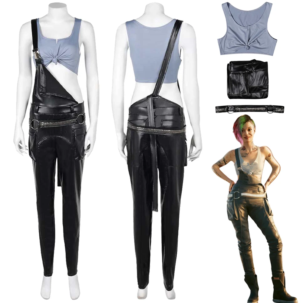 

Game 2077 Cosplay Judy Alvarez Costume Pants Top Outfits Girls Women Adult Halloween Carnival Party Disguise Roleplay Suit