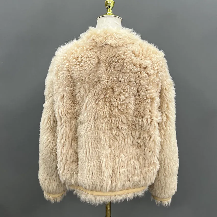 Janefur Winter Kurze Lammfell Mantel Verdickt Lamm Wolle Pelzmantel Weibliche Warme Weiche Schaffell Mantel Flauschigen JFB9-25012