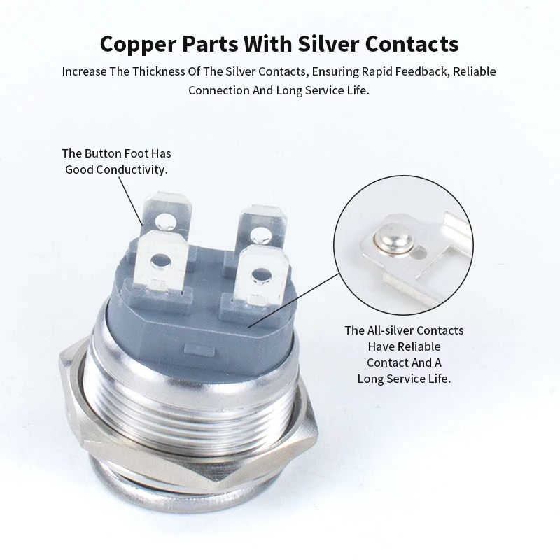 20A 22mm 4Pin Self-locking  Toggle Rocker Switch On Off 3-24V 2nd Gear Stainless Steel Power Button LED Light Switch Car Boat