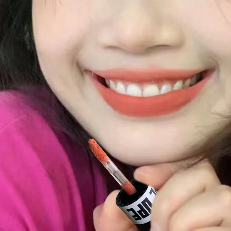 1PC Rose Red Matte Velvet Lip Gloss Waterproof Liquid Lipstick Nude Brown Lips Korean Makeup for Lip Tint Lip Glaze Cosmetics