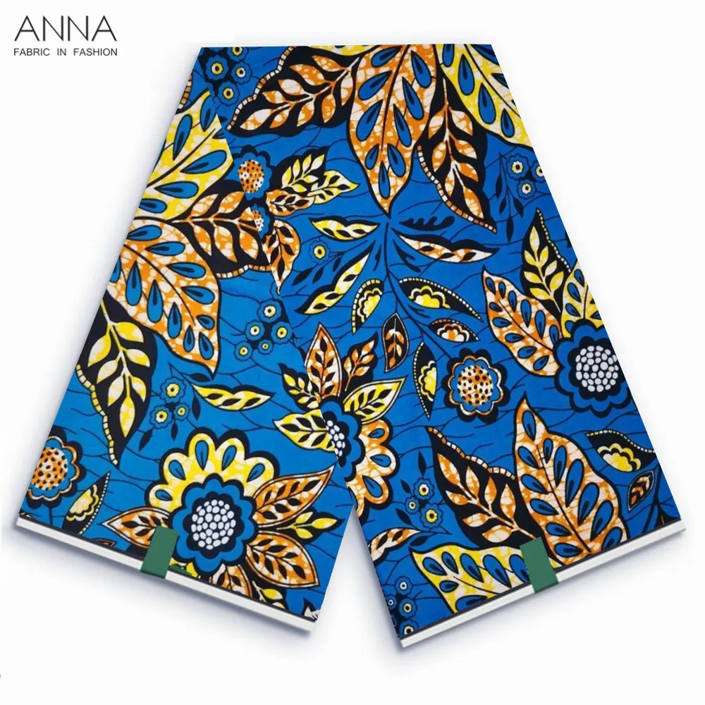 African Wax Fabric Super Fabric 100% Original Ankara Wax Fabric Block Print Batik Dutch Fabric 6yards For Wedding Party VL-94