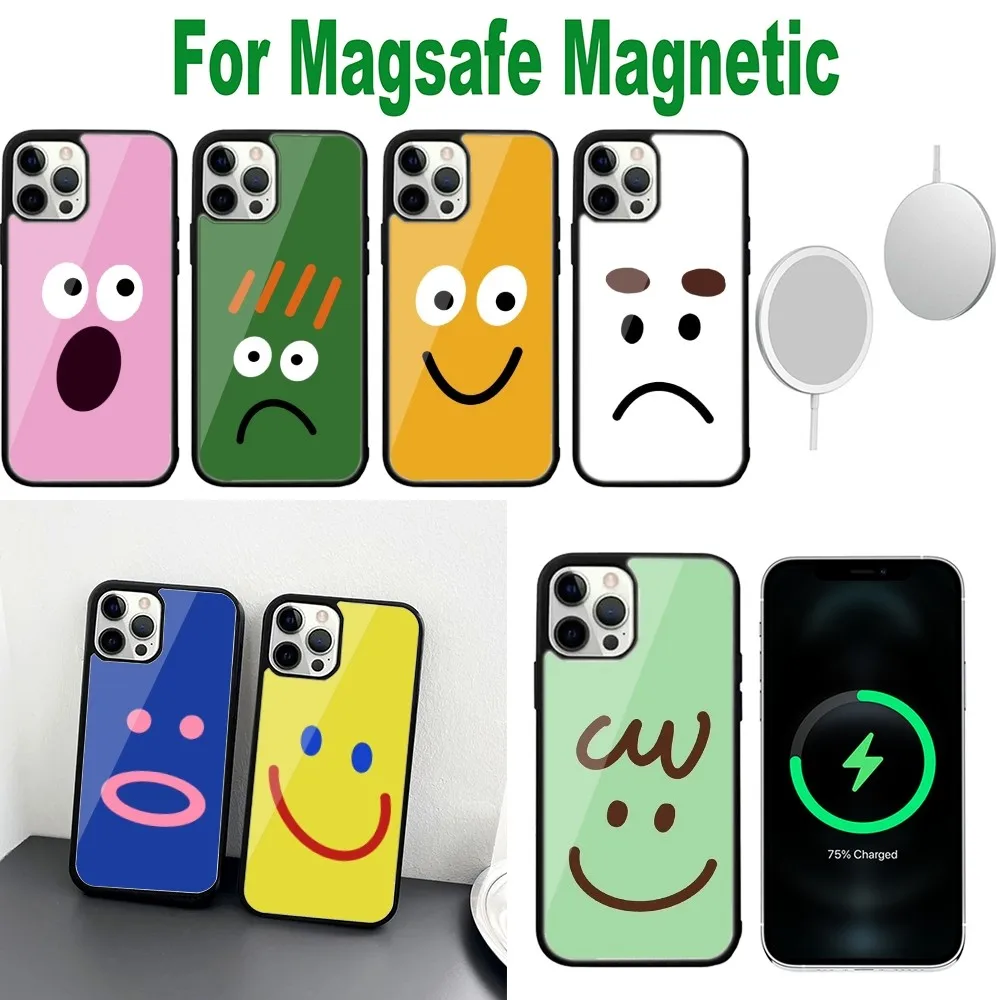 illustration facial expression Phone Case For iPhone 16,15,14,13,12,11,Plus,Pro,Max,Mini Magsafe Magnetic Wireless Charging