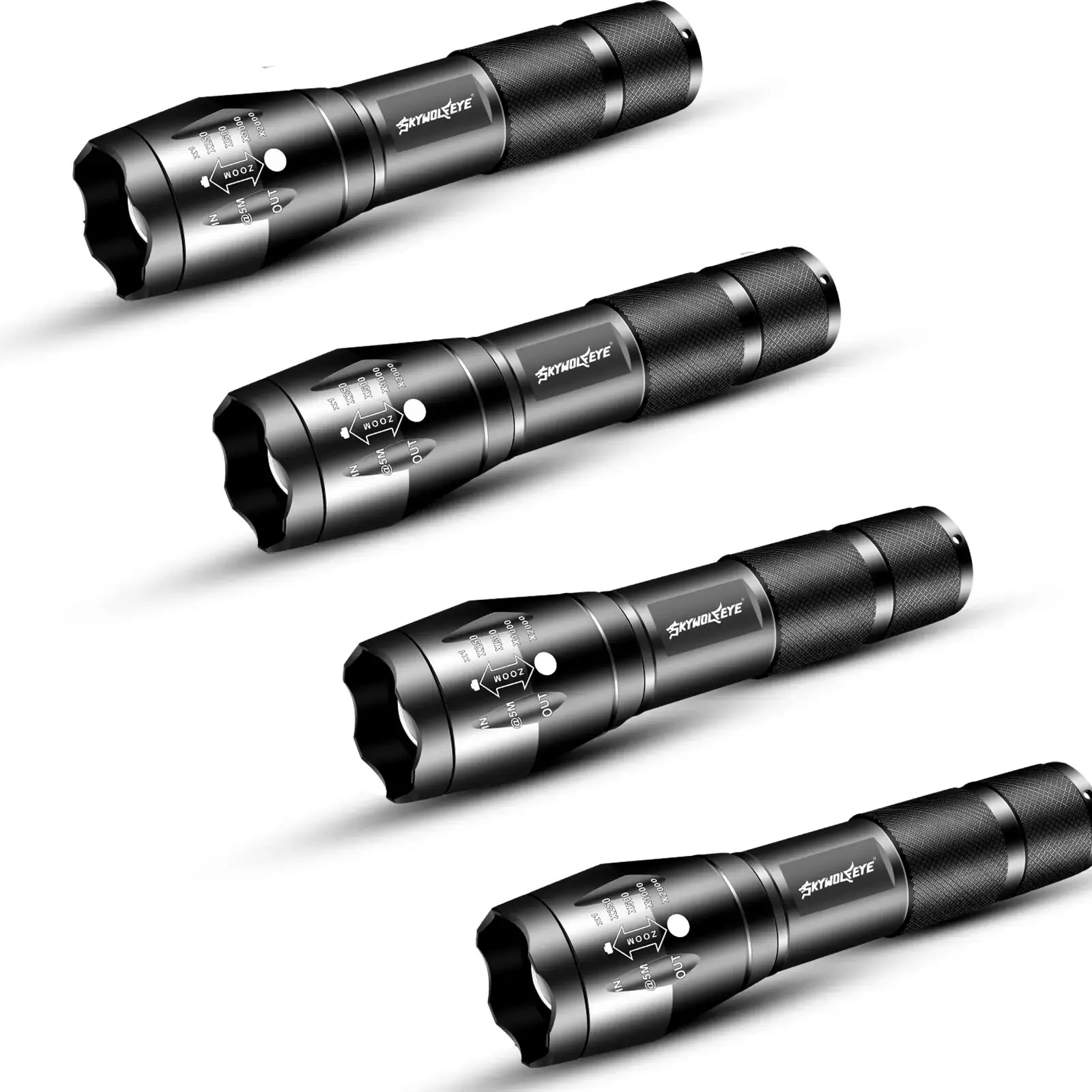 

Skywolfeye 4Pcs Powerful Tactical Flashlights Super Bright with 5 Modes Waterproof Emergency Torches Fishing Camping Lamp