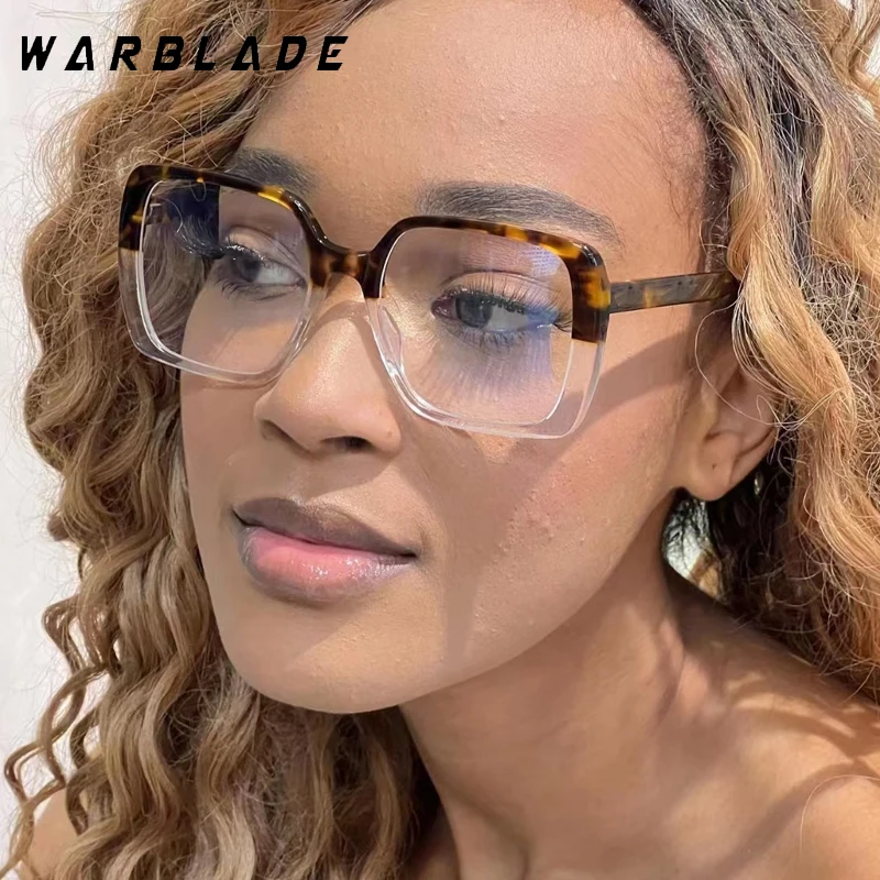 2025 Retro Big Square Clear Anti-blue Light Eyewear Women Double Color Glasses Frame Fashion TR90 Spring Hinge Men Optical Frame