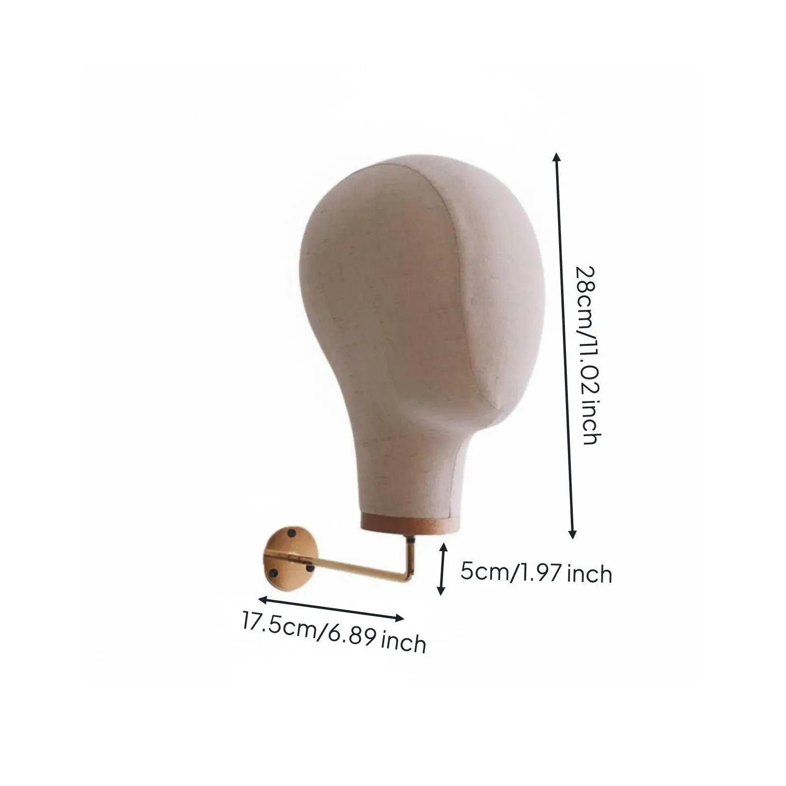 Linen Head Display Shelf Elegant Mannequin Head Wall Mount for Hat Wig Storage in Home or Store