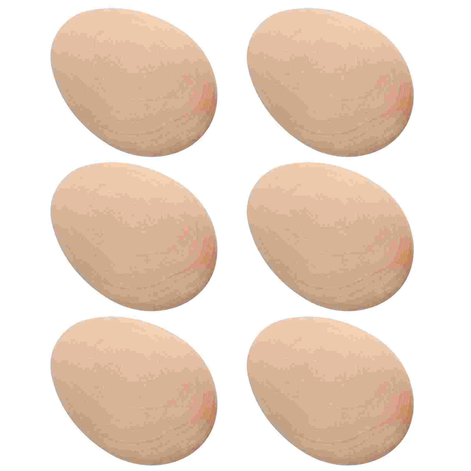 

6 Pcs Fake Eggs Wooden Unfinished Khaki Craft Supplies Paint Tool Decorations for Nest Box Bird Cage Easter Safe Strong Set