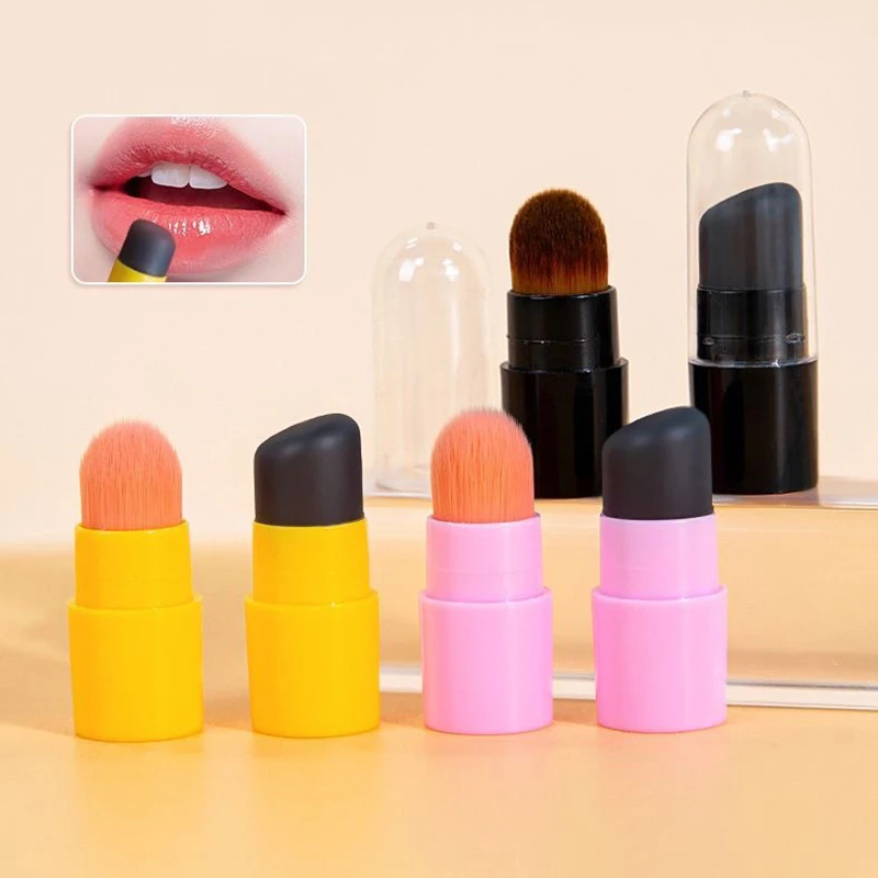 Mini pincel labial de silicone, corretivo angular, pincel de maquiagem, portátil, cabeça redonda, batom macio, corretivo, cosméticos