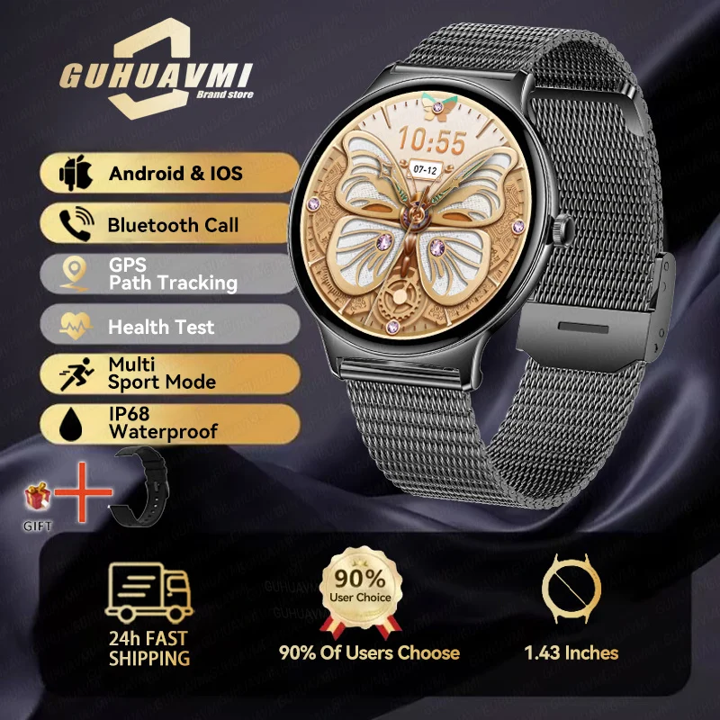 2025 New Smart Watch For Women Gift 1.43 Inch Full Touch Screen Sports Fitness Watches Bluetooth Calls Digital Smartwatch Ladies