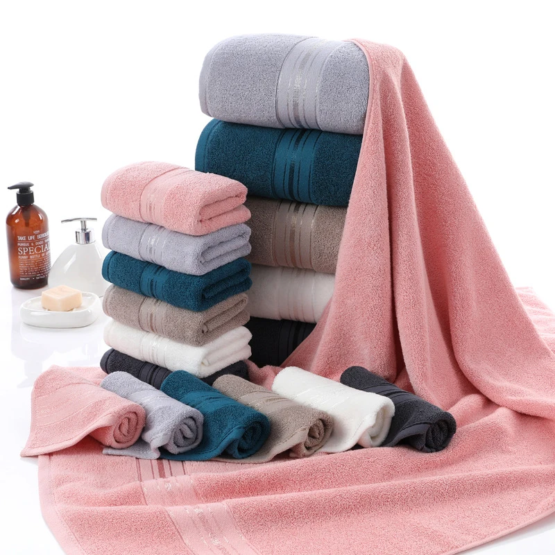 100% PureCotton senior Solid color Minimalist BathTowel Thickened Super absorbent soft Bathroom Adults Towel family hotel etc