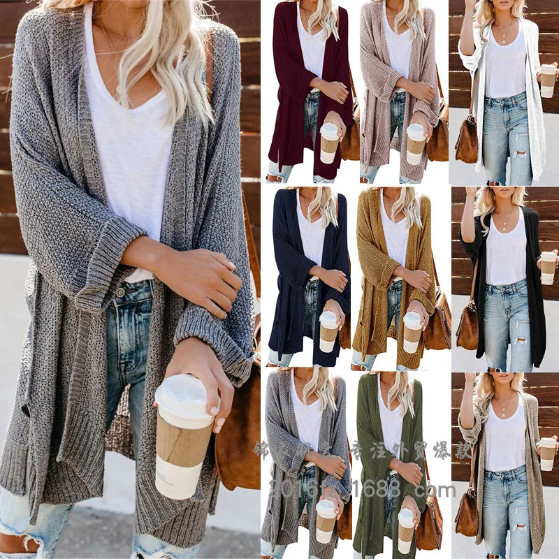 

Women Cardigan Long Coats Sweaters Knitted Work Full Sleeve Jumpers Y2k Streetwear Elegant Casual Knit Open Stith Autumn Winter