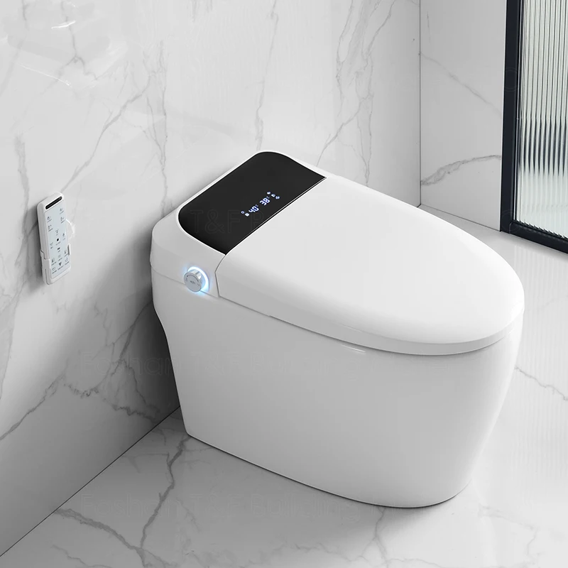 

Modern Luxury Bathroom Wc Sanitary Ware Intelligent Automatic Flush Electric One Piece Ceramic Tankless Bidet Smart Toilet