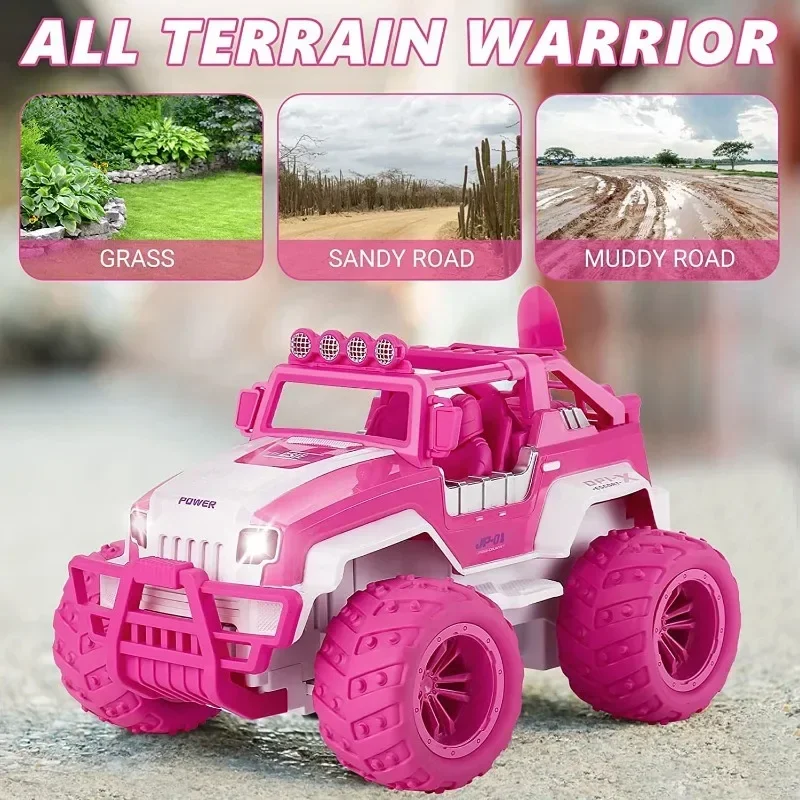 RC Car 4WD 2.4G 4CH Remote Radio Control Cars 1/12 Large Off-road High Speed Vehicle Electric Pink Toys for Boys Girls Kid Gifts
