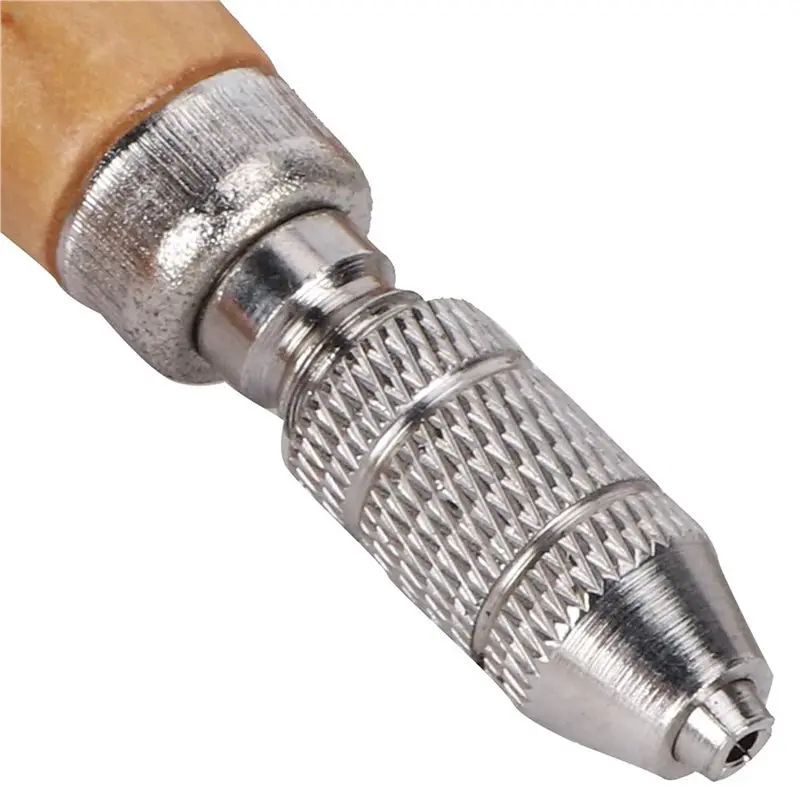 A25F-6 Pieces Pin Vise Set With Precision Chuck Wood Stainless Steel Handles For Jewelry Making Engraving Metal Work