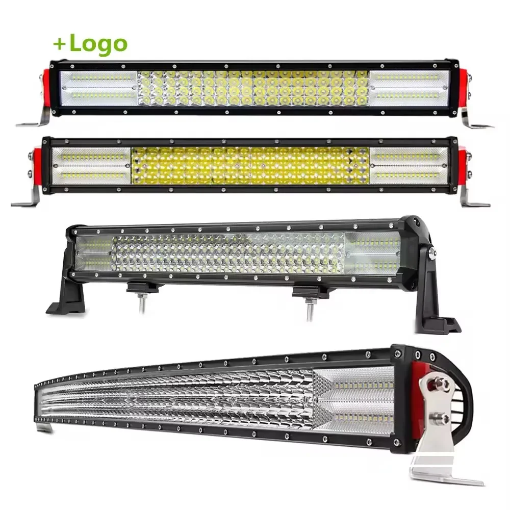 up to date Waterproof 384W LED Light bar 22inch Spot Flood Combo Beam 5D Offroad Curved Light bar