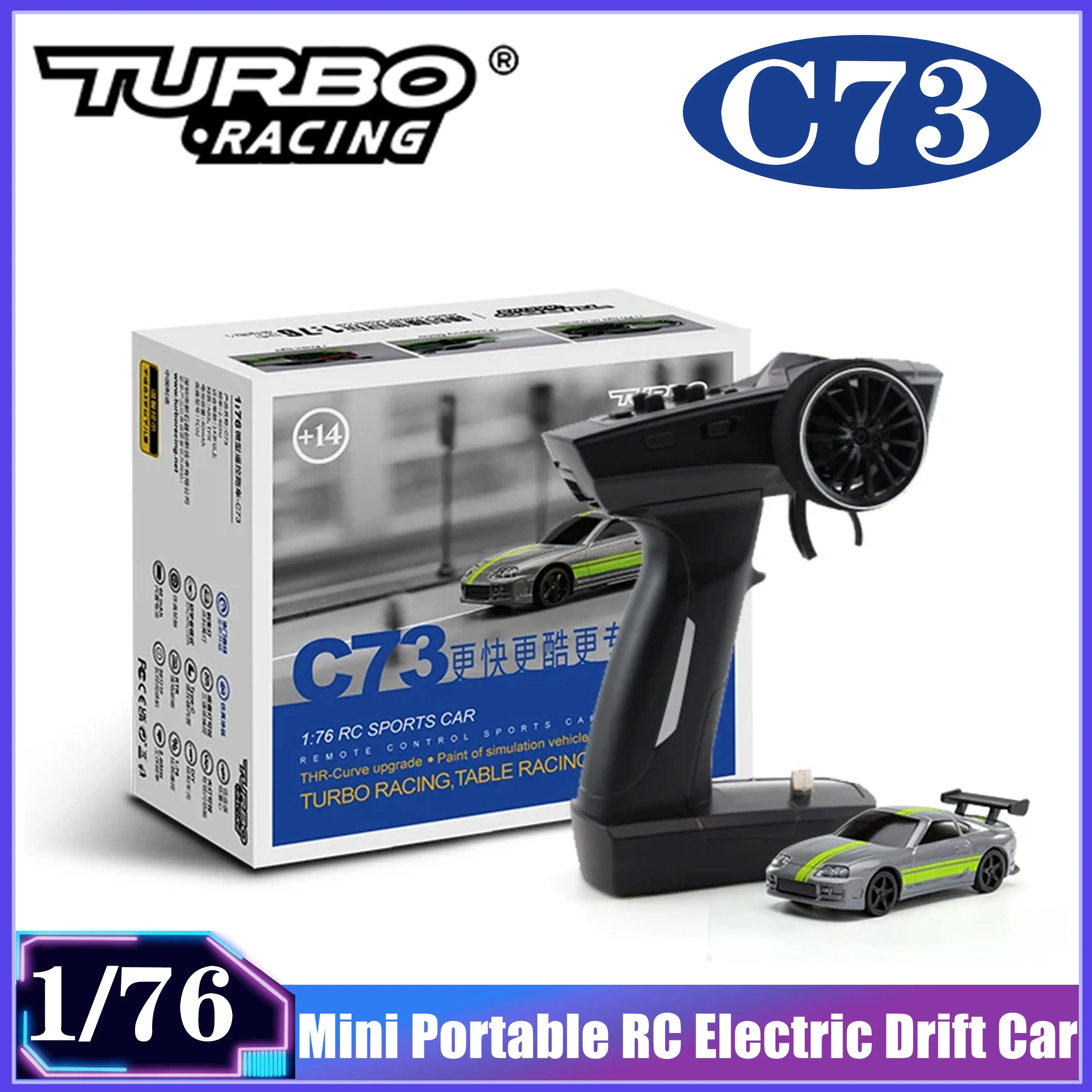 

New Turbo Racing C73 1/76 Mini Portable RC Electric Drift Car Full Proportional Remote Control Racing Toys Gift for Boys Adults