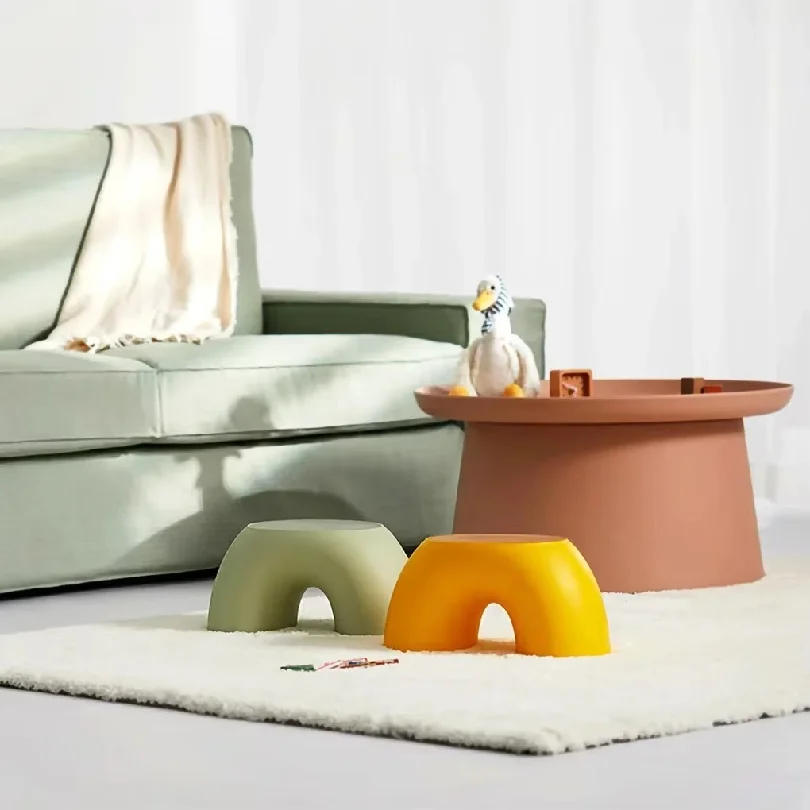 Stool Plastic Rainbow Shape Footstool Safety Kids Step Stool Seat For Living Room Indoor Furniture Children'S Stool Toy