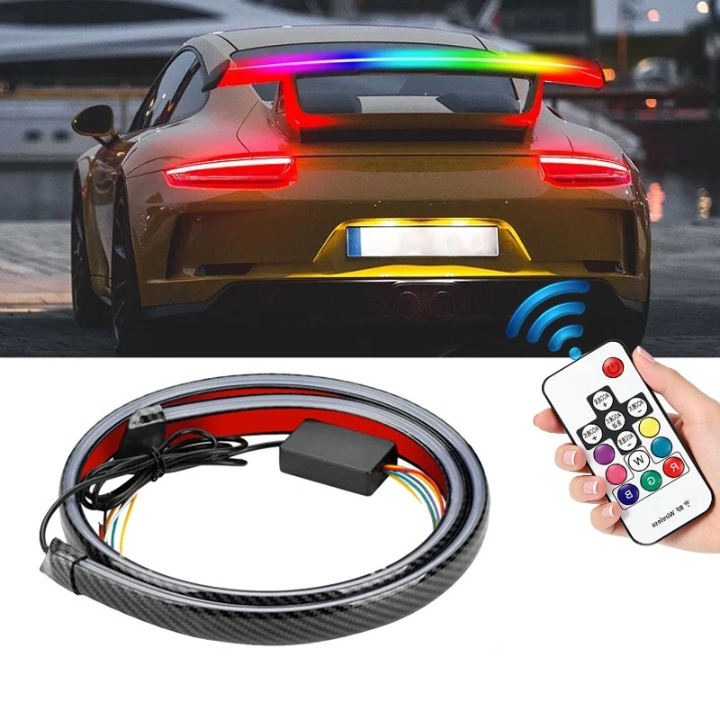 

Универсальная декоративная светодиодная динамическая последовательная полоса задних фонарей с текстурой карбона для стоп-сигналов и указателей поворота, автомобильные аксессуары