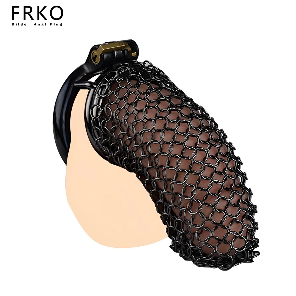 

FRKO Metal Black Hollow Mesh Male Chastity Cage Device Penis Ring Cock Lock BDSM Slave Adult Games Sex Toys For Men Pleasure 18+