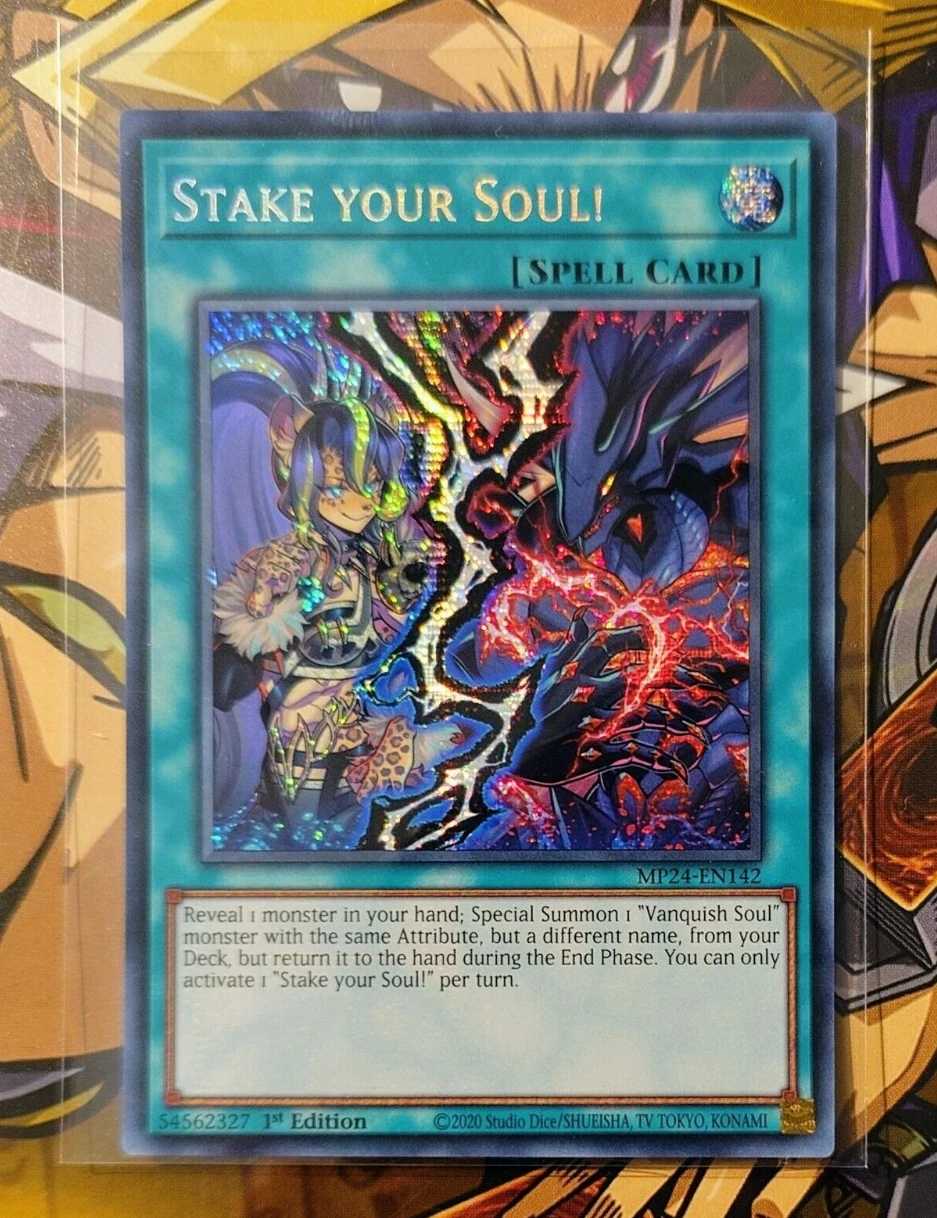 

Yugioh KONAMI Duel Monsters TCG MP24-EN142 Stake Your Soul ! Secret Rare English 1st Edition Collection Mint Card