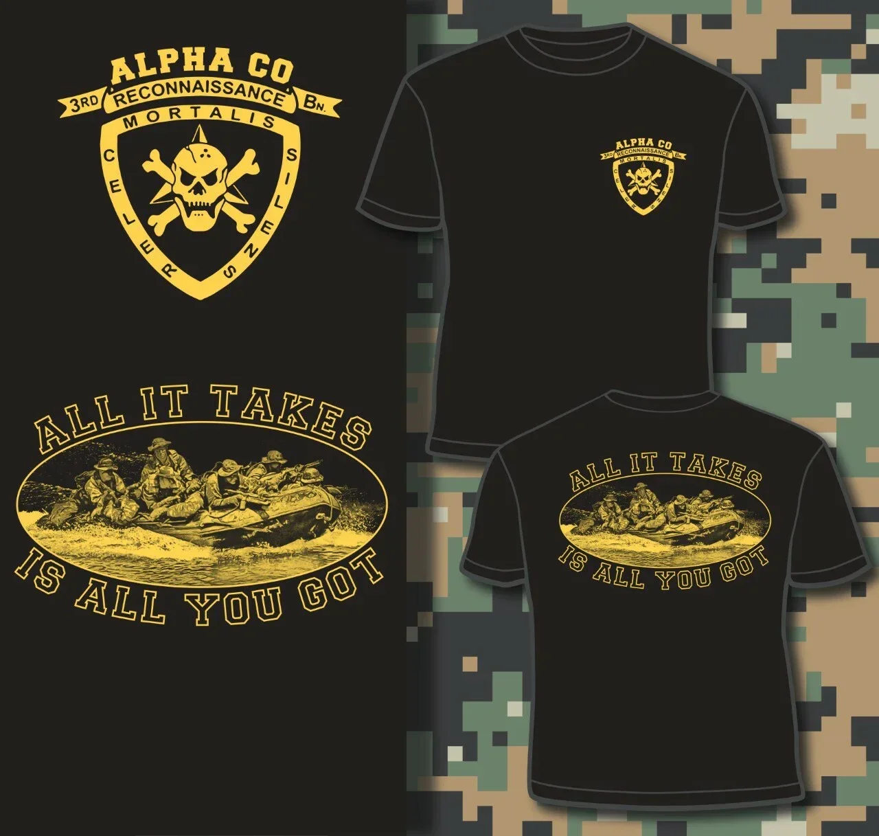 Alpha Company 3rd Recon Battalion T-Shirt 100% Cotton O-Neck Short Sleeve Summer Casual Mens T-shirt Streetwear