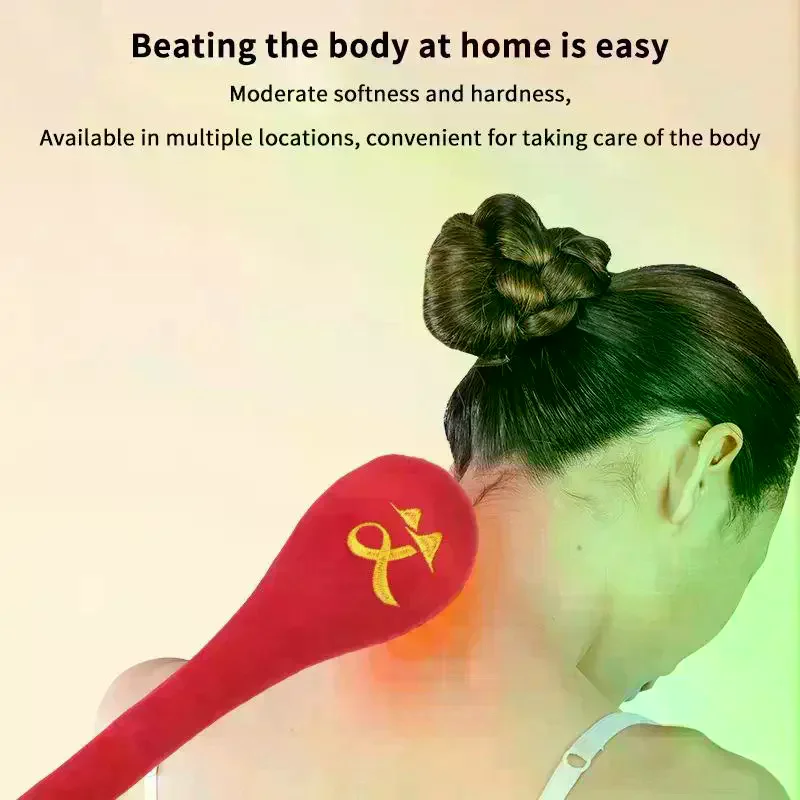 High Elasticity Massage Pat Long-Handled Slap Stick Massager Back Pain Relief Relax Portable Body Wormwood Massage Hammer