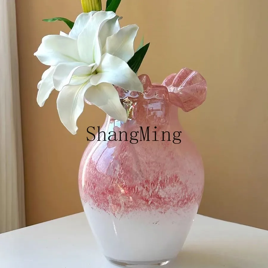 

CL medieval mixed color flower basket glazed vase high-end glass ornament light luxury home vase living room desktop