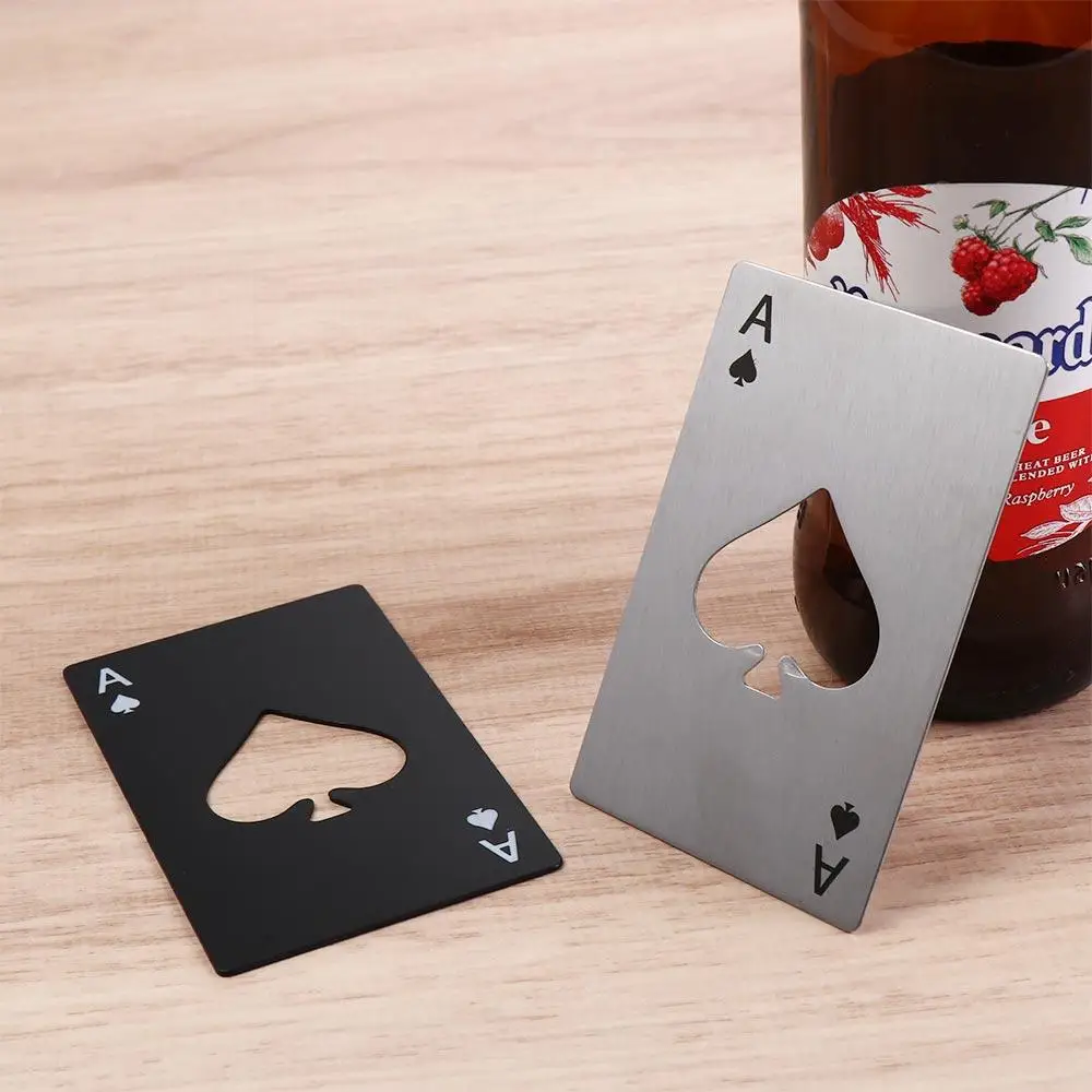 Stainless Steel Bottle Can Opener Credit Card Size Spade A Wine Metal Opening Tool Silver/Black Creative