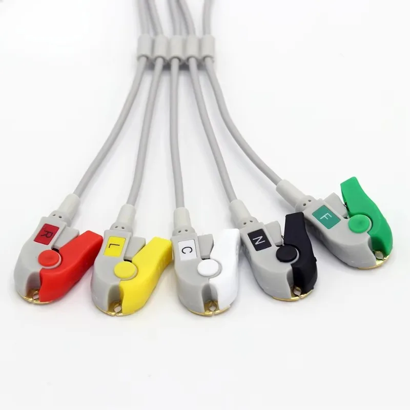 Electronic Fixed ECG Cable, 5 Lead, IEC, Clip/Grab