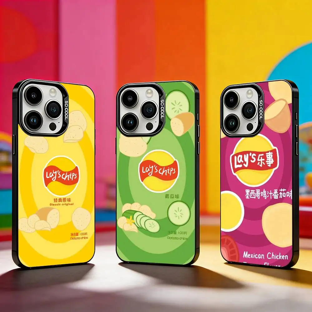 

Potato Chips L-Lay-s Phone Case For iPhone 17,16,15,14,13,12,11 Plus,Pro Max,XS,Colored silver phone case