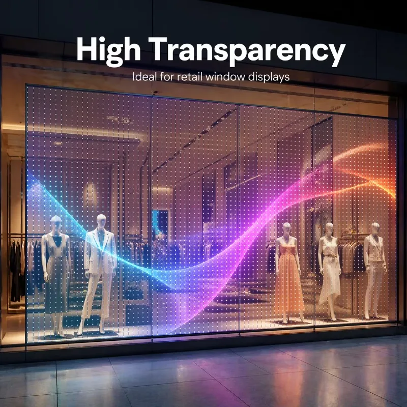 Ultra Thin Transparent LED Crystal Film Screen Flexible LED Film Display for Glass Wall Shopping Mall Storefront - view 5