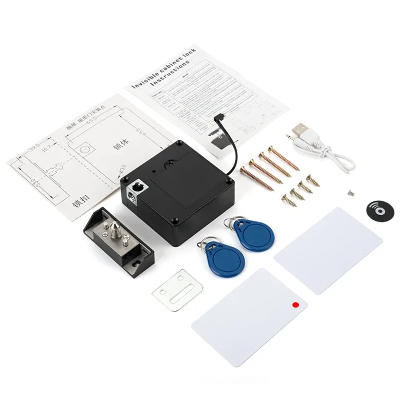 Inteligentna szuflada Elektroniczny zamek do drzwi RFID Ukryte drewniane zamki do drzwi szafek DIY z dodatkowym kablem zasilającym 13,56 MHz RFID Tag IC Card